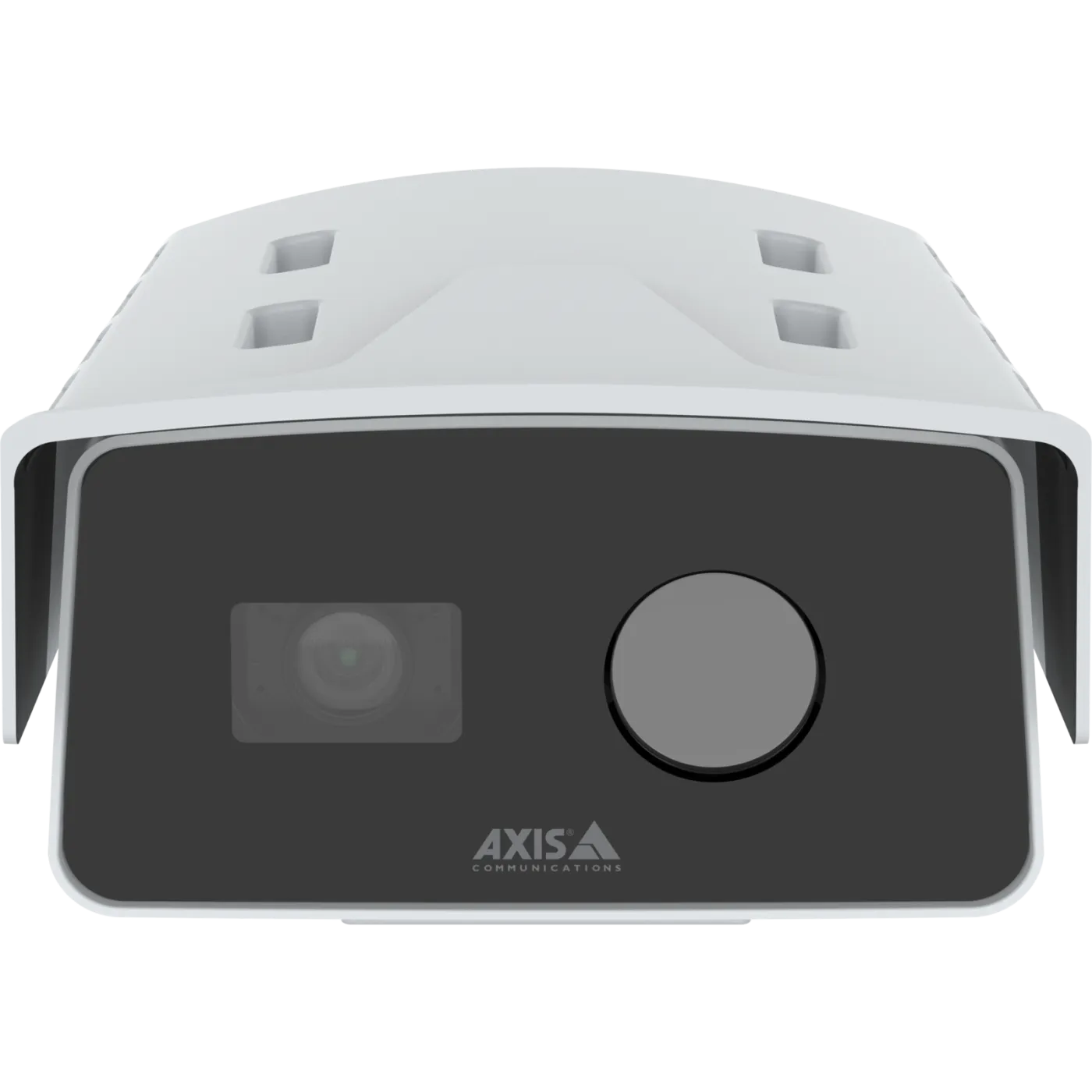AXIS Q2802-E Bispectral Camera, front view showing thermal and 4K visual channels